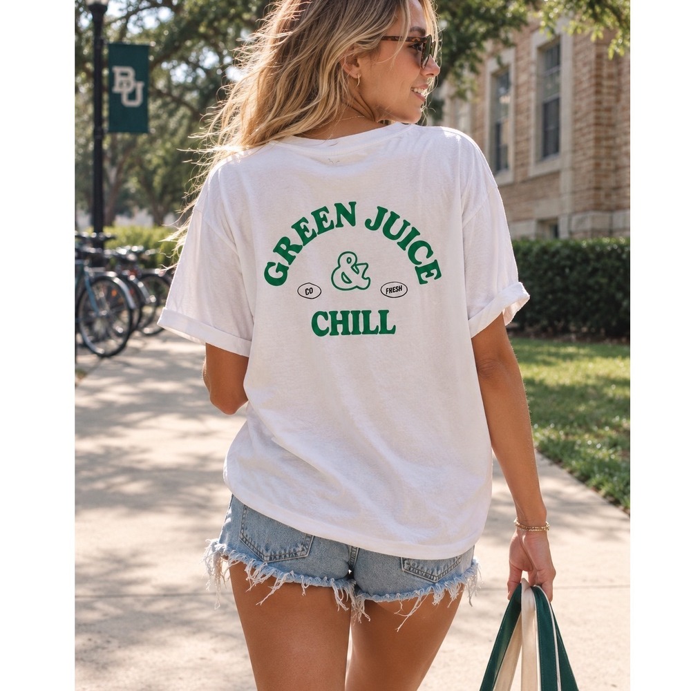 Girl Dangerous Green Juice & Chill Boyfriend Tee Women Large White New